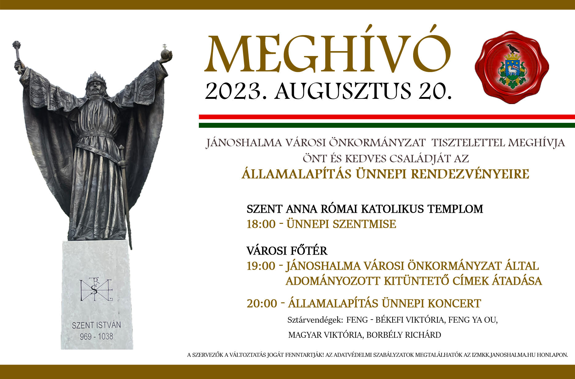 Meghívó - Ünnep közeleg, augusztus 20-a